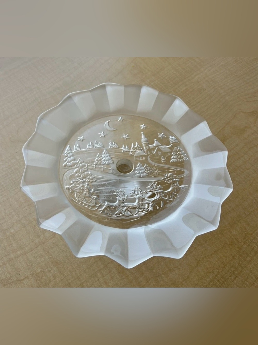 VTG Mikasa "Silent Night" Frosted Crystal 9.5" Christmas Canapé/Dessert Plate